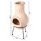 Beige Outdoor Clay Ciminea Outdoor Fireplace Sun Design Charcoal Burning Fire Pit with Sturdy Metal Stand, Barbecue, Cocktail Party, Family Gathering, Cozy Nights Fire Pit